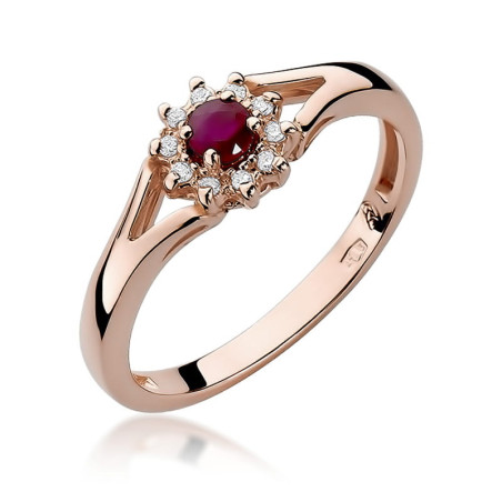 Pierścionek W185 Rubin 0,15ct różowe złoto
