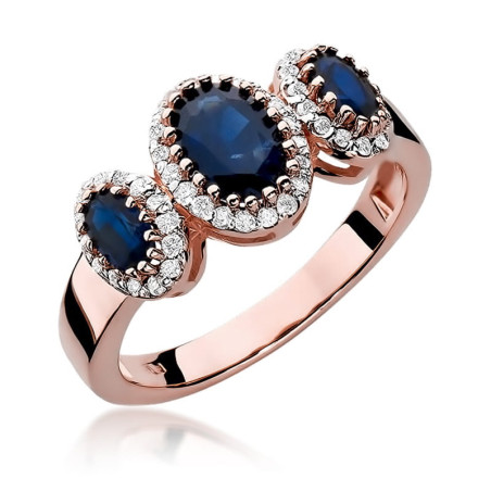 Pierścionek W309 Szafir 0,90ct różowe złoto