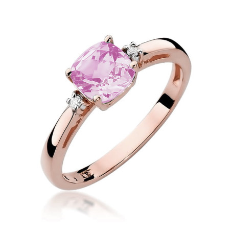 Pierścionek W003 Różowy Topaz 1,10ct różowe złoto