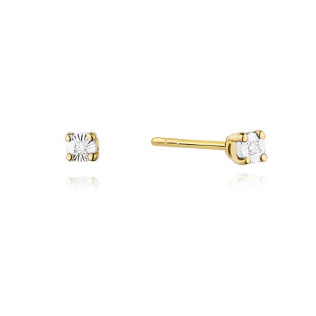 Kolczyki KO058 Diament 2 x 0,01ct żółte złoto