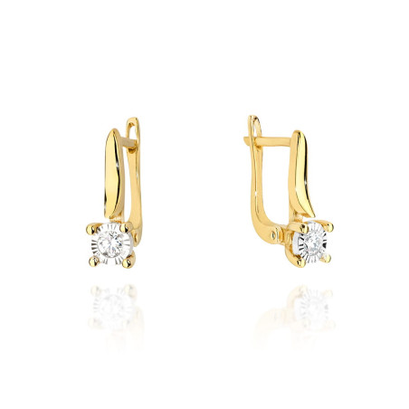 Kolczyki KO065 Diament 2 x 0,08ct żółte złoto