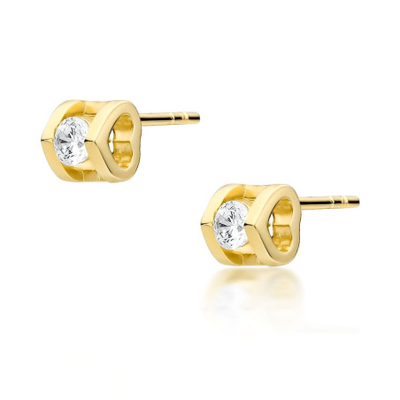 Kolczyki KO444 Diament 2 x 0,09ct żółte złoto