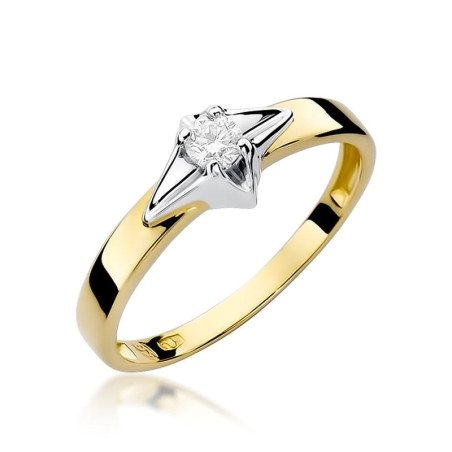Pierścionek W030 Diament 0,10ct żółte złoto