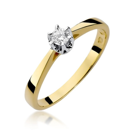 Pierścionek W295 Diament 0,15ct żółte złoto