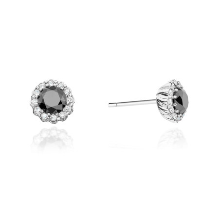 Kolczyki KO510 Czarny Diament 2 x 0,50ct białe złoto