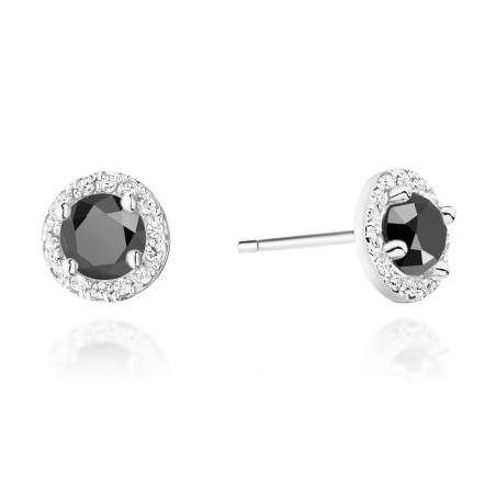Kolczyki KO509 Czarny Diament 2 x 0,50ct białe złoto