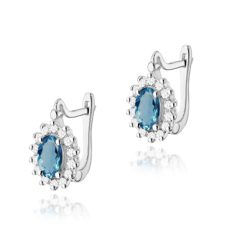 Kolczyki KO182 Topaz London Blue 2 x 0,50ct białe złoto