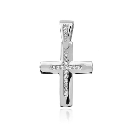 Krzyż K002 Diament 0,0086ct białe złoto