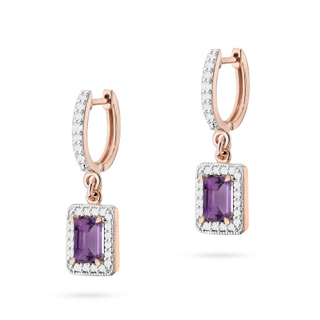 Kolczyki KO422 Ametyst 2 x 0,50ct różowe złoto