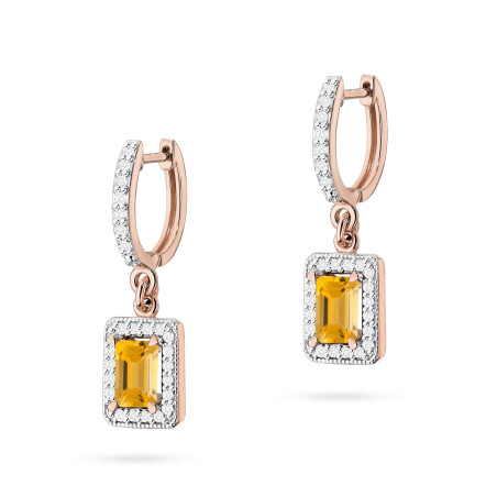 Kolczyki KO422 Cytryn 2 x 0,60ct różowe złoto