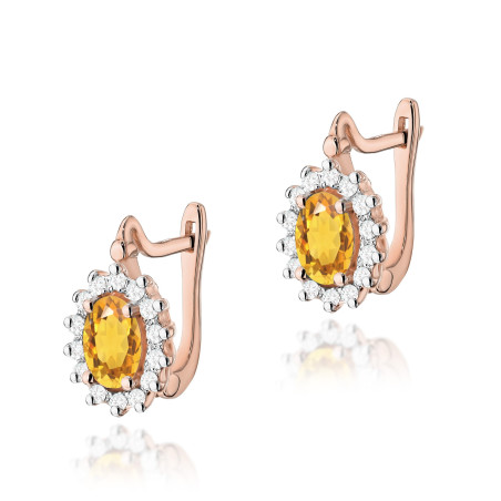 Kolczyki KO182 Cytryn 2 x 0,60ct różowe złoto