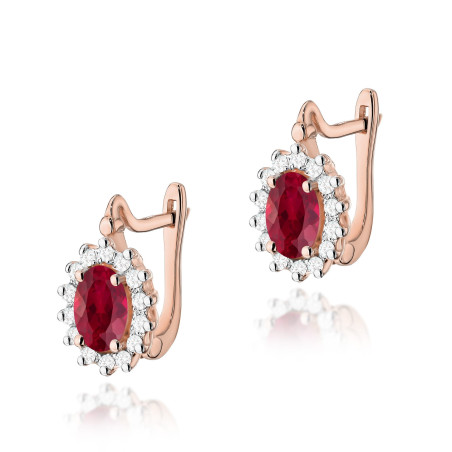 Kolczyki KO182 Rubin 2 x 0,60ct różowe złoto