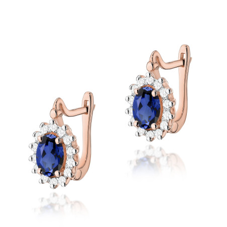 Kolczyki KO182 Szafir 2 x 0,70ct różowe złoto