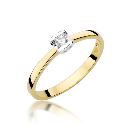 Pierścionek W333 Diament 0,09ct żółte złoto