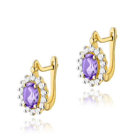 Kolczyki KO182 Ametyst 2 x 0,40ct żółte złoto