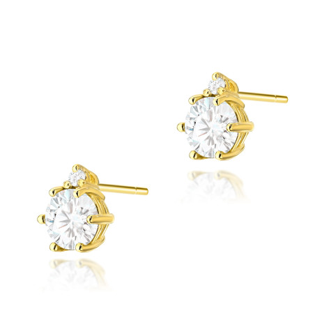 Kolczyki K0076 Biały Szafir 2 x 0,50ct żółte złoto