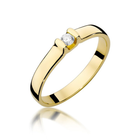 Pierścionek W334 Diament 0,09ct żółte złoto