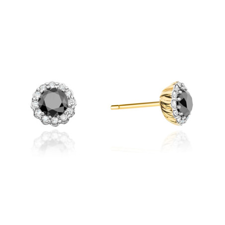 Kolczyki KO510 Czarny Diament 2 x 0,50ct żółte złoto