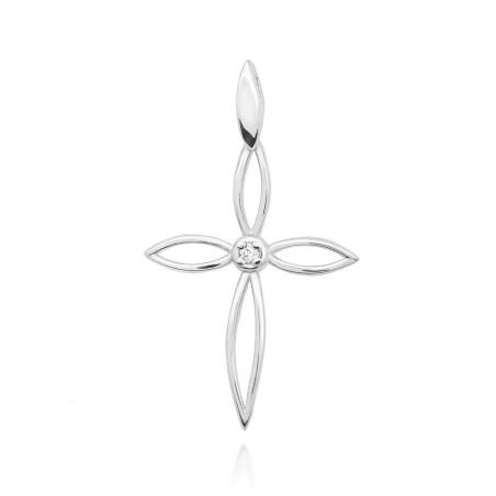 Krzyżyk K029 Diament 0,02ct białe złoto