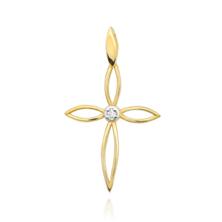 Krzyżyk K029 Diament 0,02ct żółte złoto