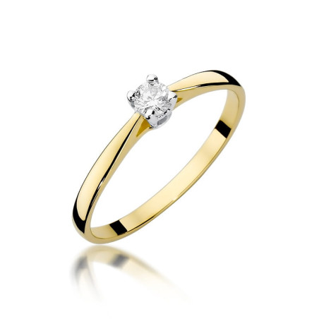 Pierścionek W335 Diament 0,15ct żółte złoto