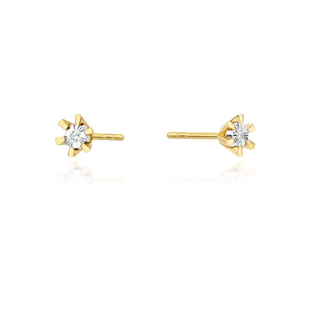 Kolczyki K0029 Diament 2 x 0,0086ct żółte złoto
