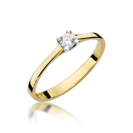 Pierścionek W336 Diament 0,15ct żółte złoto