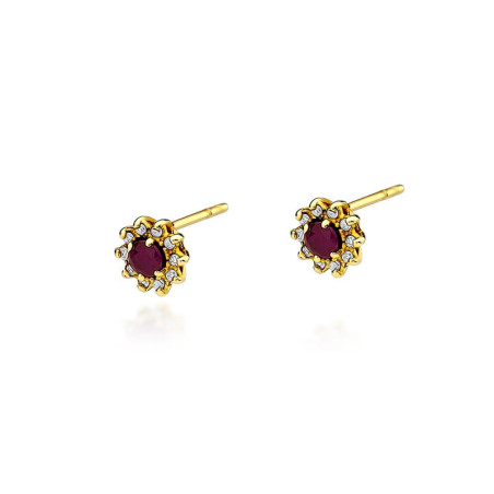 Kolczyki KO185 Rubin 2 x 0,15ct żółte złoto