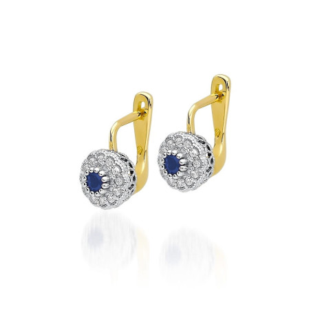Kolczyki KO284 Szafir 2 x 0,15ct żółte złoto