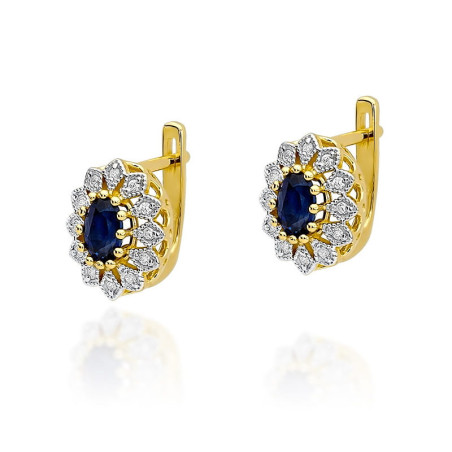 Kolczyki KO354 Szafir 2 x 0,70ct żółte złoto