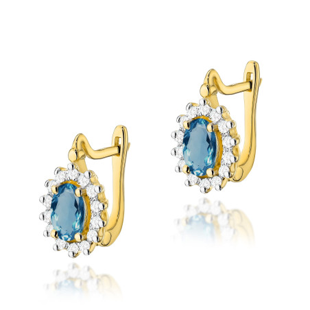 Kolczyki KO182 Topaz London Blue 2 x 0,50ct żółte złoto