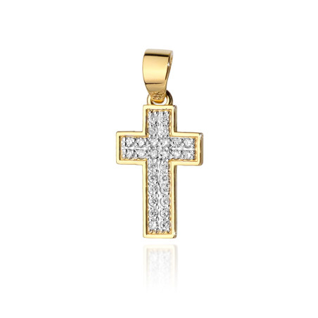Krzyż K007 z diamentami żółte złoto