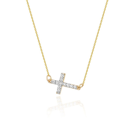 Naszyjnik C006 z diamentami żółte złoto