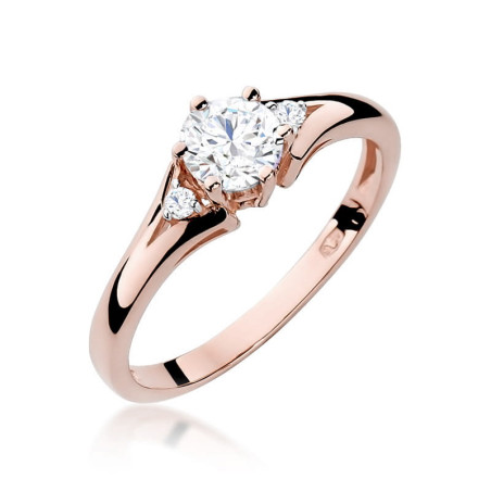 Pierścionek W076 Biały Szafir 0,60ct różowe złoto