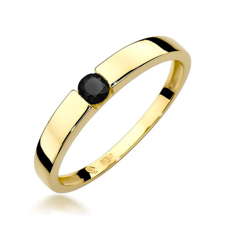 Pierścionek W432 Czarny Diament 0,12ct żółte złoto