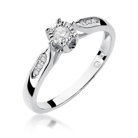 Pierścionek W328 Diament 0,08ct białe złoto