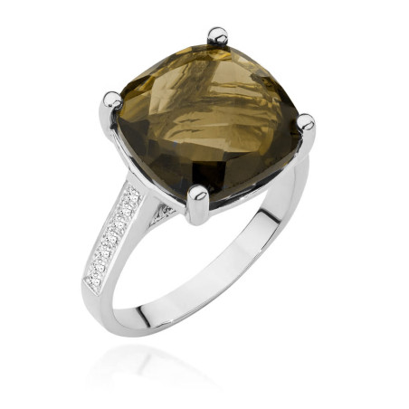 Pierścionek W485 Kwarc Dymny 5,00ct białe złoto