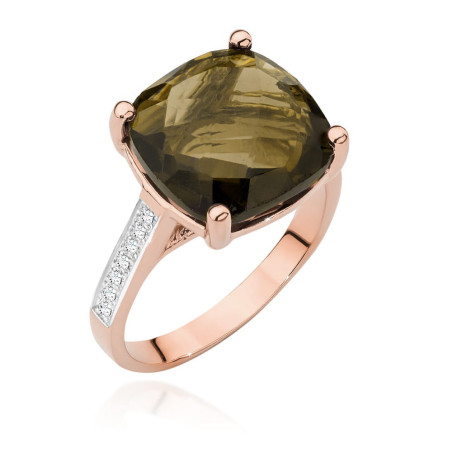 Pierścionek W485 Kwarc Dymny 5,00ct różowe złoto
