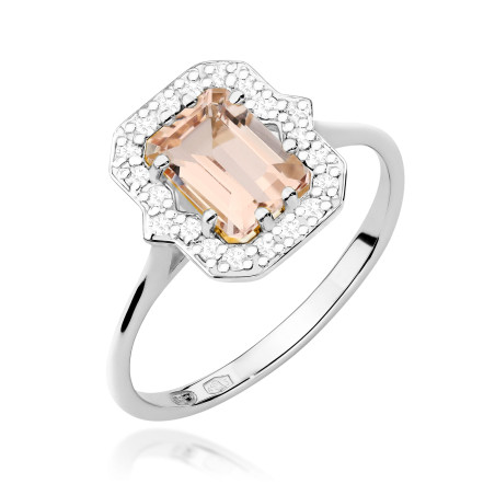 Pierścionek W576 Morganit 1,00ct białe złoto