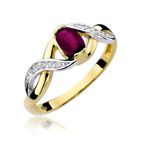 Pierścionek W028 Rodolit 0,50ct żółte złoto