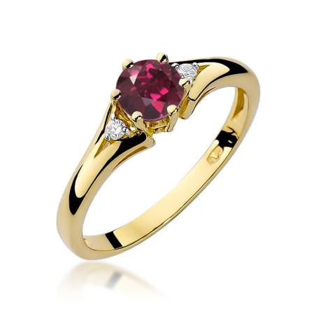 Pierścionek W076 Rodolit 0,60ct żółte złoto