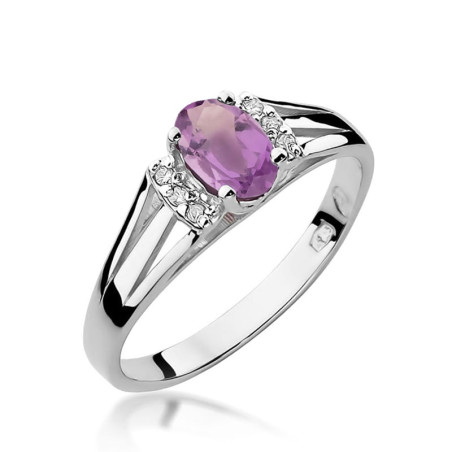 Pierścionek W005 Ametyst 0,40ct białe złoto