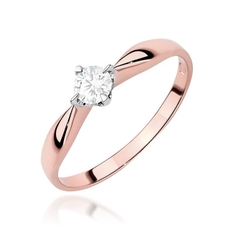 Pierścionek W0171 Diament Laboratoryjny 0,15ct różowe złoto