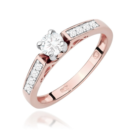 Pierścionek W0198 Diament Laboratoryjny 0,30ct różowe złoto