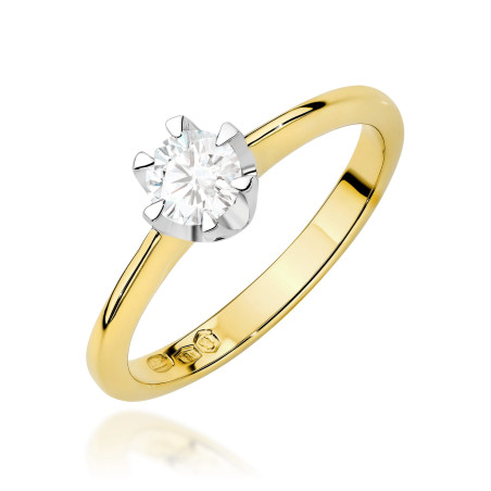 Pierścionek W0220 Diament Laboratoryjny 0,50ct żółte złoto