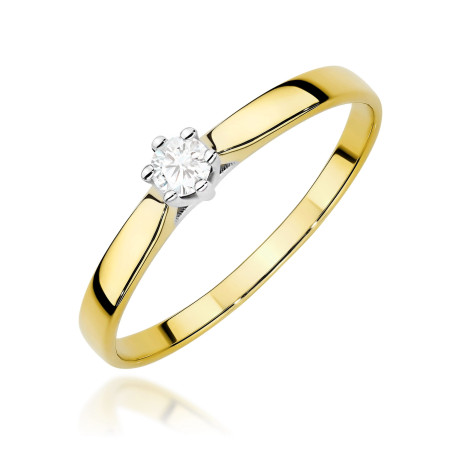 Pierścionek W0222 Diament Laboratoryjny 0,10ct żółte złoto