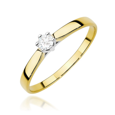 Pierścionek W0222 Diament Laboratoryjny 0,20ct żółte złoto