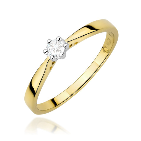 Pierścionek W0229 Diament Laboratoryjny 0,10ct żółte złoto