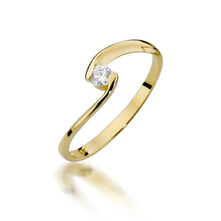 Pierścionek W366 Diament 0,09ct żółte złoto