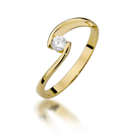 Pierścionek W366 Diament 0,15ct żółte złoto